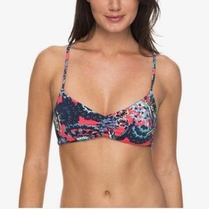 Roxy Salty Floral Athletic Tri Strappy Bikini Top